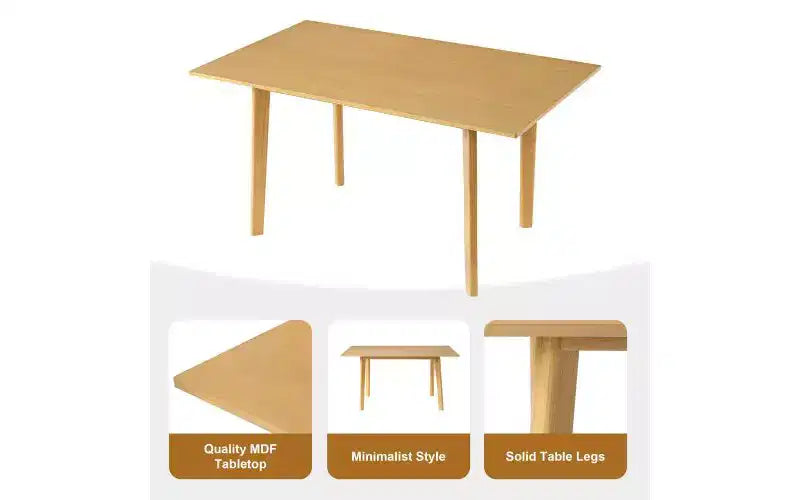 TUYOHW 60 Table de cuisine rectangulaire pour 4, table à manger minimaliste avec cadre en bois massif, table polyvalente pour salle à manger, salon, capacité de 204 kg
