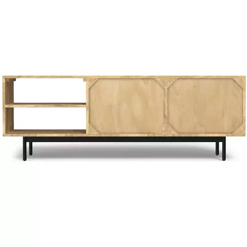 Meuble TV Sterling de 54 po de large en bois massif de style transitionnel, de couleur noire, pour téléviseurs de 60 po maximum