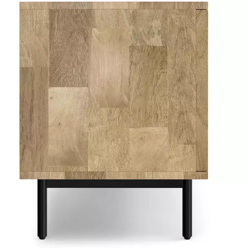 Meuble TV Sterling de 54 po de large en bois massif de style transitionnel, de couleur noire, pour téléviseurs de 60 po maximum