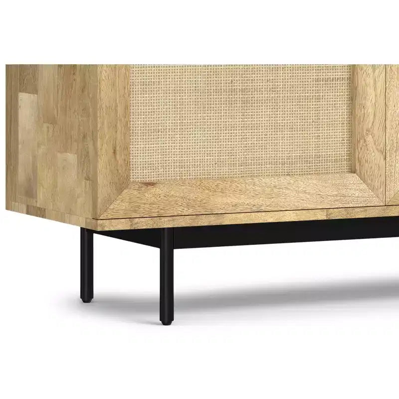 Meuble TV Sterling de 54 po de large en bois massif de style transitionnel, de couleur noire, pour téléviseurs de 60 po maximum