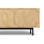 Meuble TV Sterling de 54 po de large en bois massif de style transitionnel, de couleur noire, pour téléviseurs de 60 po maximum