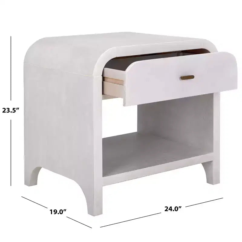 Table de chevet Birkin à 1 tiroir et 1 étagère - NST6613 - Blanc délavé - Safavieh
