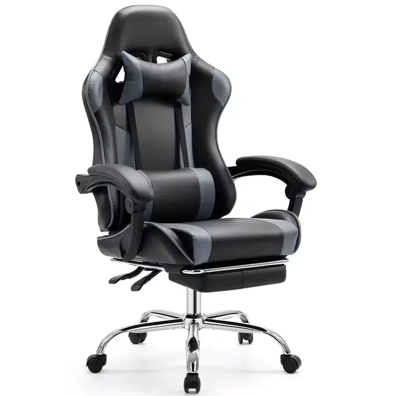 Chaise de jeu ergonomique TUYOHW avec repose-pieds, fauteuil inclinable en cuir PU avec appuie-tête et accoudoir fixe, chaise d'ordinateur pour le bureau et l'étude