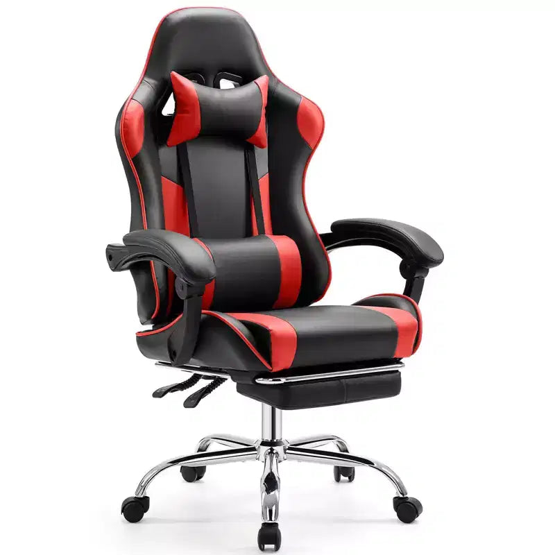 Chaise de jeu ergonomique TUYOHW avec repose-pieds, fauteuil inclinable en cuir PU avec appuie-tête et accoudoir fixe, chaise d'ordinateur pour le bureau et l'étude