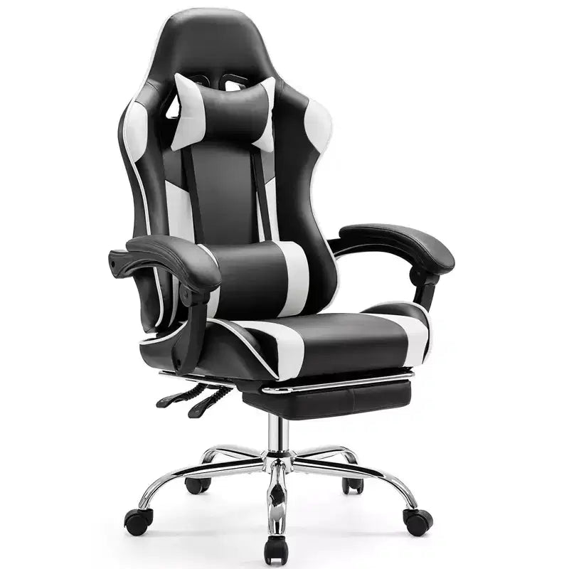 Chaise de jeu ergonomique TUYOHW avec repose-pieds, fauteuil inclinable en cuir PU avec appuie-tête et accoudoir fixe, chaise d'ordinateur pour le bureau et l'étude