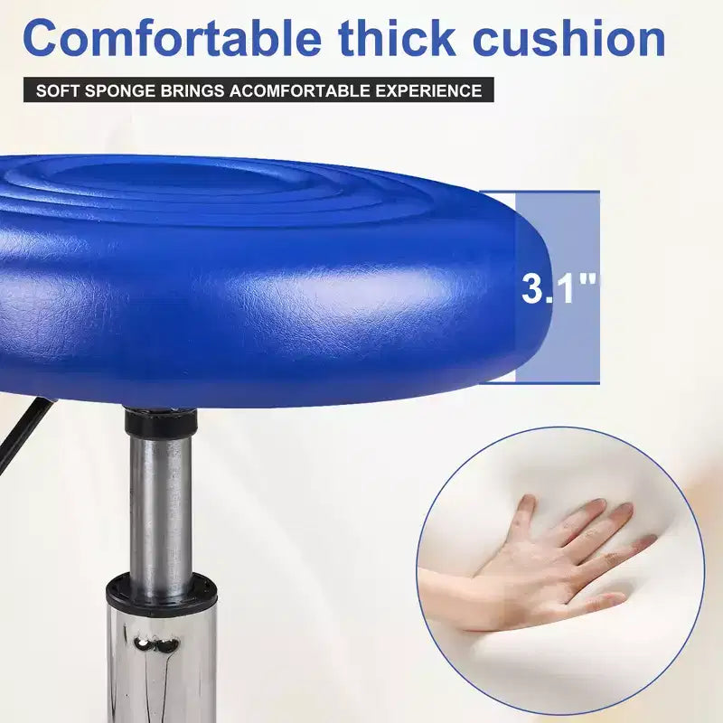 Chaise de bureau VECELO en similicuir, réglable en hauteur, pivotante et roulante, ergonomique avec repose-pieds et roulettes, noir/blanc/bleu
