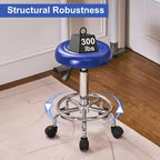 Chaise de bureau VECELO en similicuir, réglable en hauteur, pivotante et roulante, ergonomique avec repose-pieds et roulettes, noir/blanc/bleu