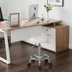 Chaise de bureau VECELO en similicuir, réglable en hauteur, pivotante et roulante, ergonomique avec repose-pieds et roulettes, noir/blanc/bleu