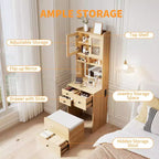 Coiffeuse compacte, Coiffeuse de maquillage avec miroir et lumières, Ensemble de coiffeuse blanche avec station de recharge, Petite coiffeuse pour filles et chaise de rangement