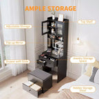 Coiffeuse compacte, Coiffeuse de maquillage avec miroir et lumières, Ensemble de coiffeuse blanche avec station de recharge, Petite coiffeuse pour filles et chaise de rangement