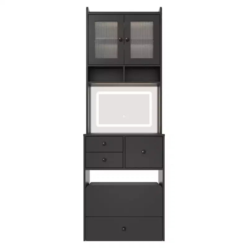 Coiffeuse compacte, Coiffeuse de maquillage avec miroir et lumières, Ensemble de coiffeuse blanche avec station de recharge, Petite coiffeuse pour filles et chaise de rangement