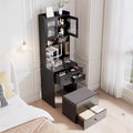 Compact Vanity, Make Up Vanity Desk with Mirror and Lights, White Vanity Table Set with Charger Station,Girls Small Vanity and Storage Chair