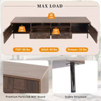 Meuble TV scandinave JVNOXK avec 2 tiroirs, console multimédia pour TV jusqu'à 85'', meuble de divertissement avec rangement pour salon, chambre à coucher
