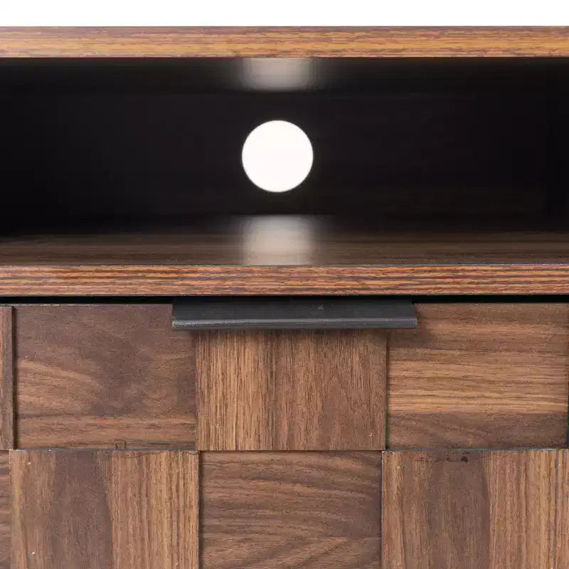 Meuble TV scandinave JVNOXK avec 2 tiroirs, console multimédia pour TV jusqu'à 85'', meuble de divertissement avec rangement pour salon, chambre à coucher