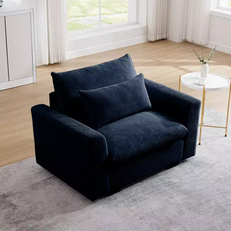 Canapé simple profond en velours côtelé de 130 cm TUYOHW avec oreiller de soutien lombaire pour salon, bureau, appartement