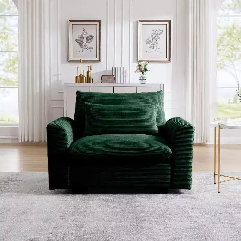 Canapé simple profond en velours côtelé de 130 cm TUYOHW avec oreiller de soutien lombaire pour salon, bureau, appartement