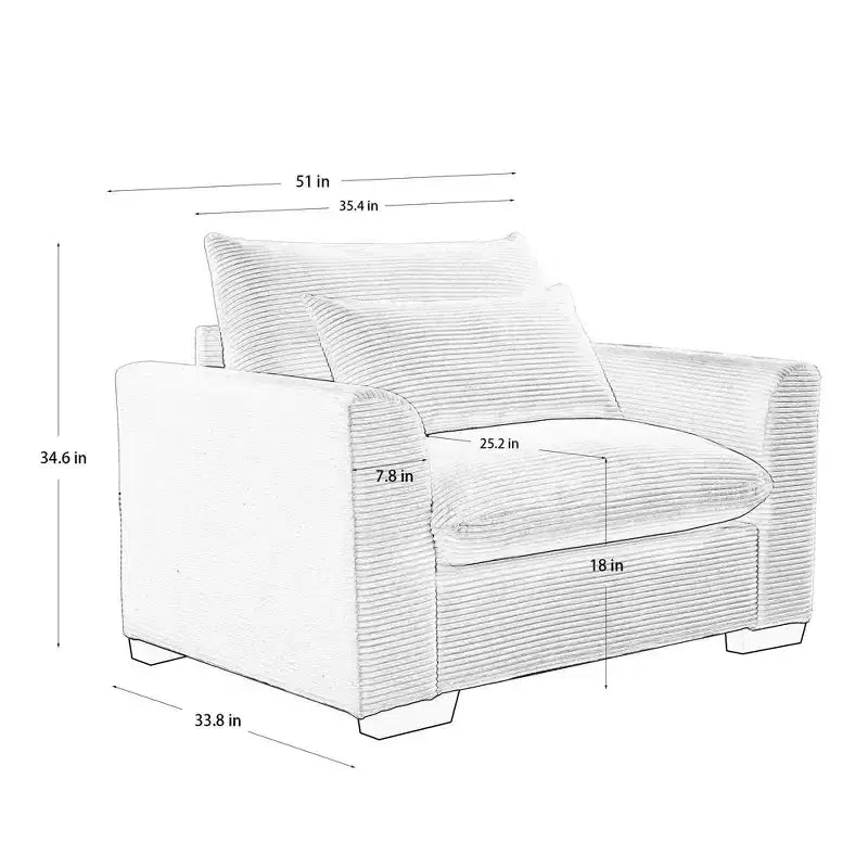 Canapé simple profond en velours côtelé de 130 cm TUYOHW avec oreiller de soutien lombaire pour salon, bureau, appartement