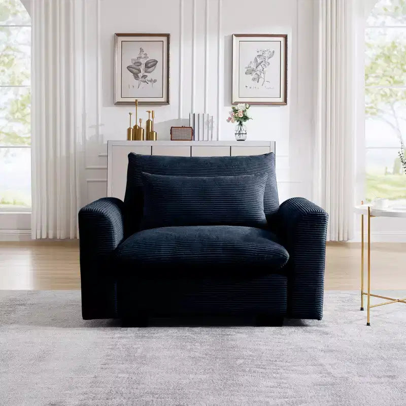 Canapé simple profond en velours côtelé de 130 cm TUYOHW avec oreiller de soutien lombaire pour salon, bureau, appartement