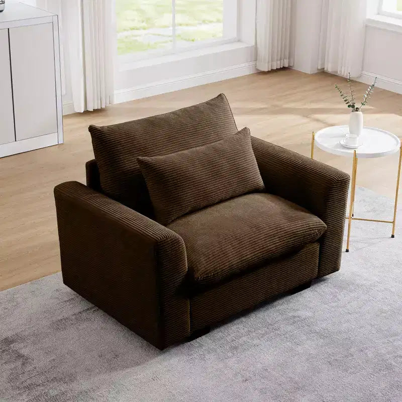 Canapé simple profond en velours côtelé de 130 cm TUYOHW avec oreiller de soutien lombaire pour salon, bureau, appartement