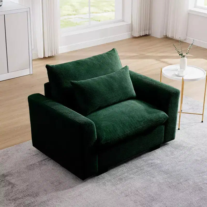 Canapé simple profond en velours côtelé de 130 cm TUYOHW avec oreiller de soutien lombaire pour salon, bureau, appartement