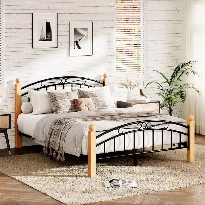Bed Frame with Headboard, Twin Size Metal Platform Bed Frame with Steel Slats, No Box Spring Needed, 14-Inch Under-Bed Storage