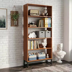 MAYEERTY Étagère bibliothèque haute à 5 niveaux avec lumières LED contrôlées par application, bibliothèque en bois profond de 180 cm de hauteur