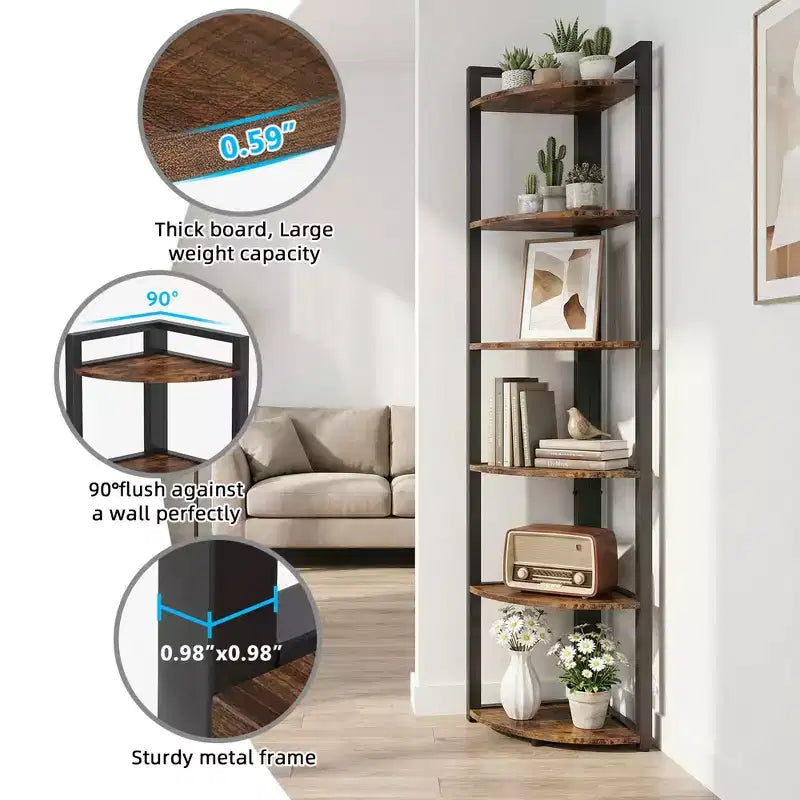 MAYEERTY Étagère d'angle polyvalente à 6 niveaux, support de rangement et porte-plantes multi-usages