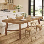 Table de salle à manger Lantine 70,9 pouces de style rustique pour 6 à 8 personnes, grande table de cuisine rectangulaire avec pieds renforcés pour cuisine, salle à manger et salon, naturelle