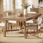 Table de salle à manger Lantine 70,9 pouces de style rustique pour 6 à 8 personnes, grande table de cuisine rectangulaire avec pieds renforcés pour cuisine, salle à manger et salon, naturelle