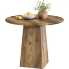 Table de salle à manger ronde Lantine de 31,5 pouces pour 2-4 personnes, petite table de cuisine de style campagnard avec base carrée pour salle à manger et salon, marron rustique