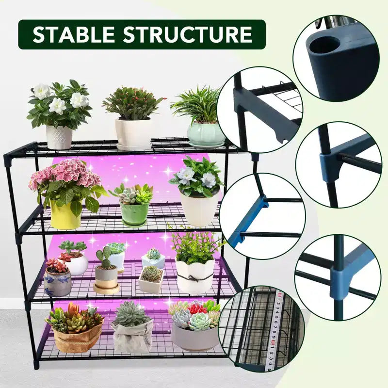 Étagères de serre pour plantes à 4 niveaux, lot de 2, support de présentation en métal, portable, antirouille pour usage intérieur et extérieur, balcon, jardin