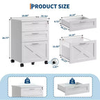 Acekool Caisson de bureau mobile 3 tiroirs avec serrure, meuble de classement sous bureau, organisateur de rangement en bois