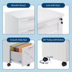 Acekool Caisson de bureau mobile 3 tiroirs avec serrure, meuble de classement sous bureau, organisateur de rangement en bois