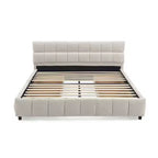 Lit capitonné Queen Size MAYEERTY avec tête de lit en tissu chenille, cadre de lit solide, tiroir de rangement pour chambre à coucher, beige