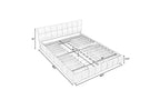 Lit capitonné Queen Size MAYEERTY avec tête de lit en tissu chenille, cadre de lit solide, tiroir de rangement pour chambre à coucher, beige