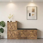 Meuble à chaussures de ferme avec banc et 4 tiroirs basculants, Armoire à chaussures avec banc et coussin confortable, Organisateur de chaussures d'entrée avec rangement