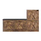Meuble à chaussures de ferme avec banc et 4 tiroirs basculants, Armoire à chaussures avec banc et coussin confortable, Organisateur de chaussures d'entrée avec rangement