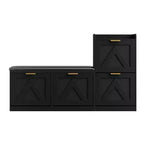 Meuble à chaussures de ferme avec banc et 4 tiroirs basculants, Armoire à chaussures avec banc et coussin confortable, Organisateur de chaussures d'entrée avec rangement