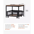 Meuble de support pour mini-réfrigérateur VIYET 17H avec rangement - Chariot mobile, roulettes pivotantes, marron clair