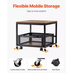 Meuble de support pour mini-réfrigérateur VIYET 17H avec rangement - Chariot mobile, roulettes pivotantes, marron clair