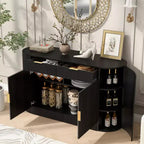 55.1Armoire de rangement, Buffet moderne, Deux portes et tiroirs, Poignées en aluminium, 3 étagères, pour salon/chambre/salle à manger