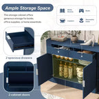 55.1Armoire de rangement, Buffet moderne, Deux portes et tiroirs, Poignées en aluminium, 3 étagères, pour salon/chambre/salle à manger