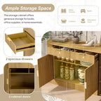 55.1Armoire de rangement, Buffet moderne, Deux portes et tiroirs, Poignées en aluminium, 3 étagères, pour salon/chambre/salle à manger