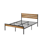Cadre de lit double avec tête de lit en bois, lattes métalliques et rangement sous le lit. Cadre de lit plateforme, pas besoin de sommier, support robuste pour chambre à coucher.