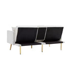 TUYOHW Canapé-lit futon en velours de 175,8 cm avec 2 porte-gobelets cachés et 2 oreillers pour salon, bureau, appartement, blanc