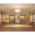 Portant mural Timate F3 Plus, portant à vêtements industriel avec tuyau, portant à vêtements robuste avec étagères et tringles extensibles