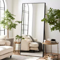 71 x 31 Black Rectangular Full Length Floor Mirror with Stand