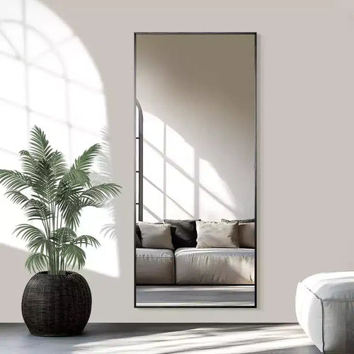 Miroir Rectangulaire Mural ou sur Pied Noir 71 x 31 po avec Support