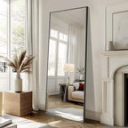 Miroir Rectangulaire Mural ou sur Pied Noir 71 x 31 po avec Support