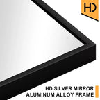 Miroir Rectangulaire Mural ou sur Pied Noir 71 x 31 po avec Support